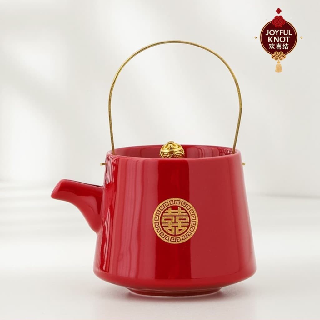 [SG READY STOCK] High Grade Chinese Wedding Tea Ceremony Set | Red Teapot & Cups with Tray | Bride Dowry Gift Set 结婚敬茶壶杯 – view 3