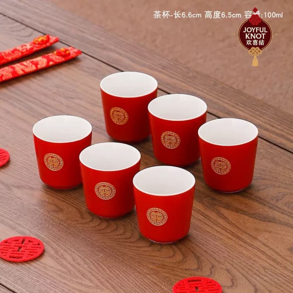 [SG READY STOCK] High Grade Chinese Wedding Tea Ceremony Set | Red Teapot & Cups with Tray | Bride Dowry Gift Set 结婚敬茶壶杯 – view 4