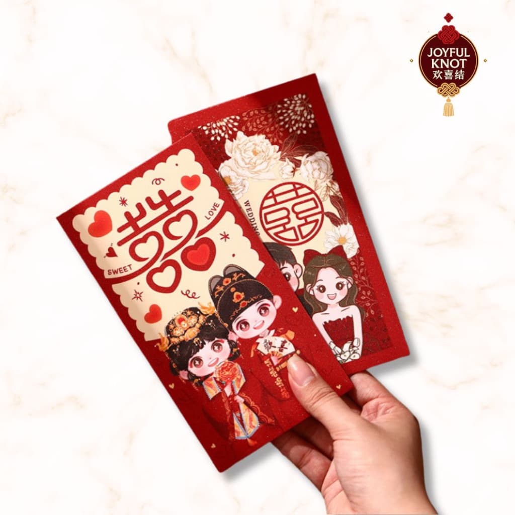 [SG READY STOCK] Chinese Wedding Cartoon Red Packet | Double Happiness Angbao | Angpao/Angpow | 6pcs 结婚红包 双喜 喜字 卡通红包 – view 6