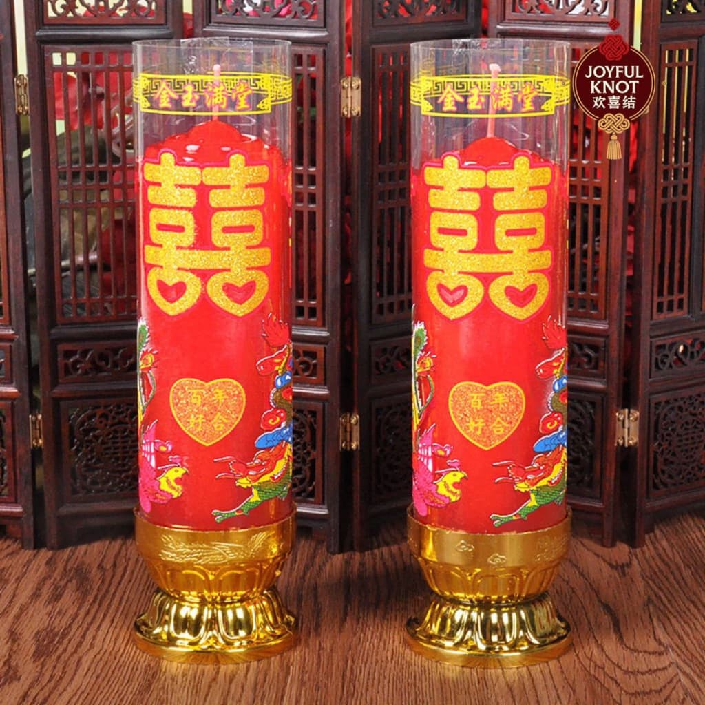 [SG READY STOCK] Chinese Wedding Dragon Phoenix Candle | Double Happiness Xi Candle | LED Candle Lamps An Chuang 喜字蜡烛 安床 – view 5