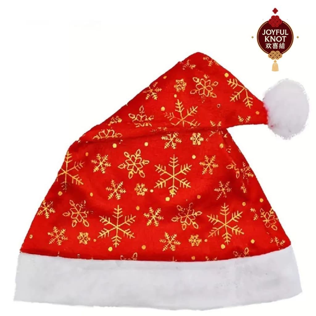 Santa Claus Hat Christmas Hat for Adults | Merry Christmas Hat | Snowflakes Hat 圣诞帽金雪花帽 – view 6