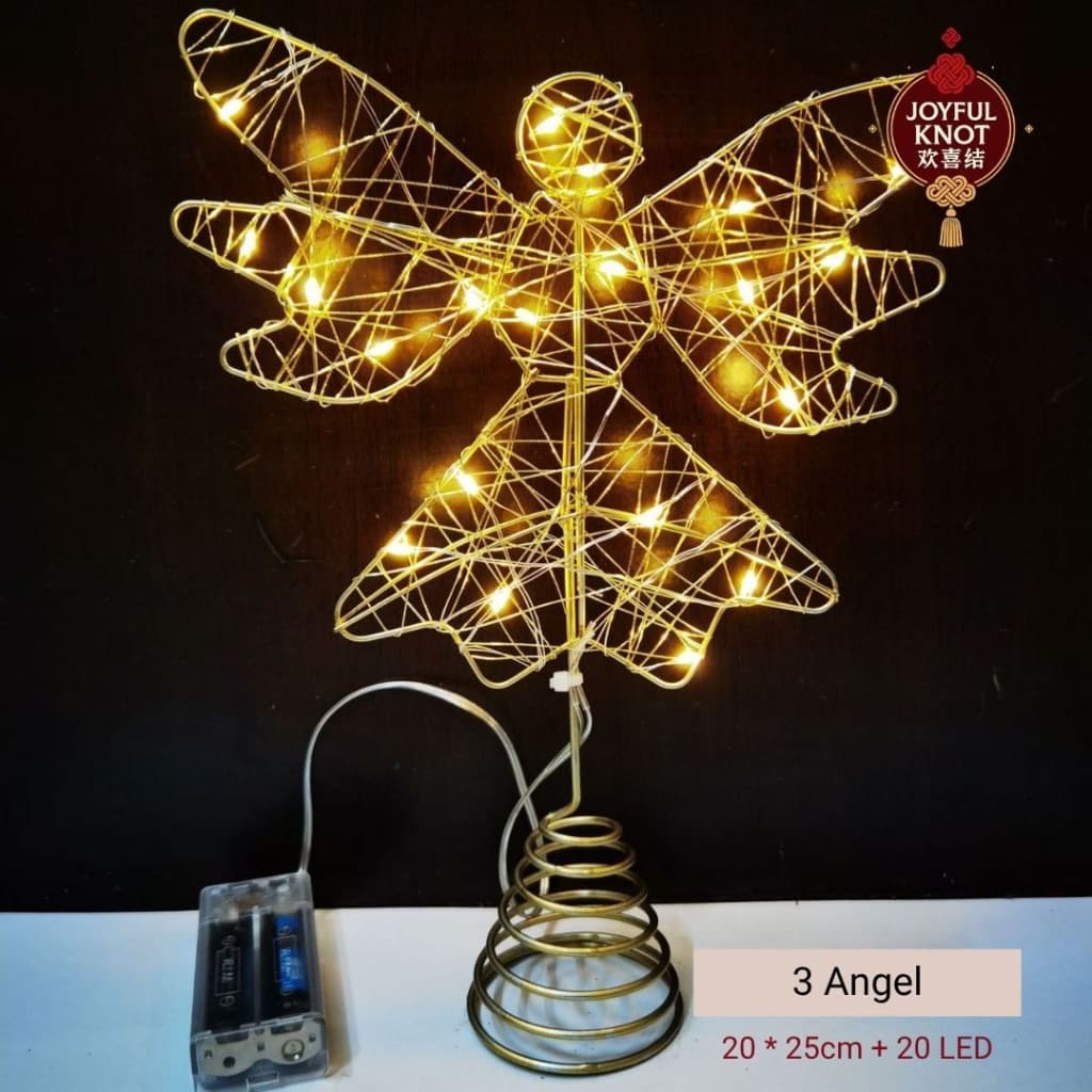 [SG READY STOCK] Christmas Tree LED Star Topper | Gold & Silver 25cm | Holiday Xmas Tree Decoration Ornament 圣诞树装饰五角星 – view 4