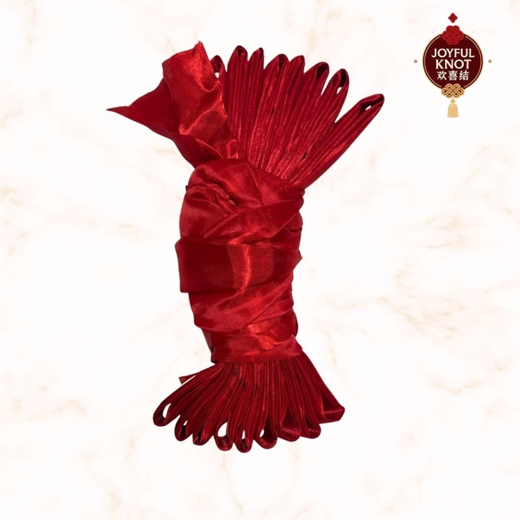 [SG READY STOCK] Chinese Wedding Red Flower Ball Red Cloth Ribbons for Door | Grand Opening Ribbon 花球门红布帘 – view 3