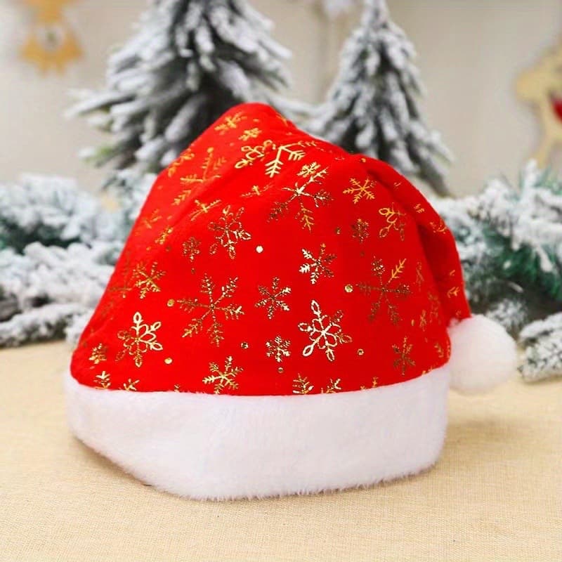 Santa Claus Hat Christmas Hat for Adults | Merry Christmas Hat | Snowflakes Hat 圣诞帽金雪花帽 – view 7
